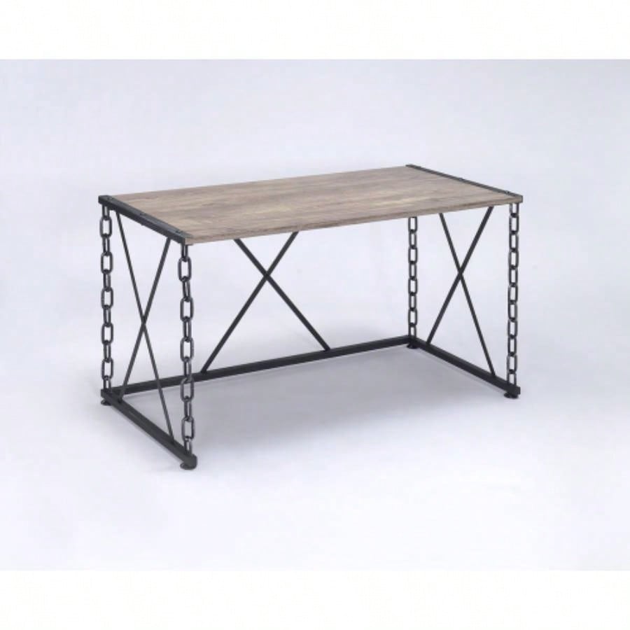 Jodie Rustic Oak Antique Black Writing Desk