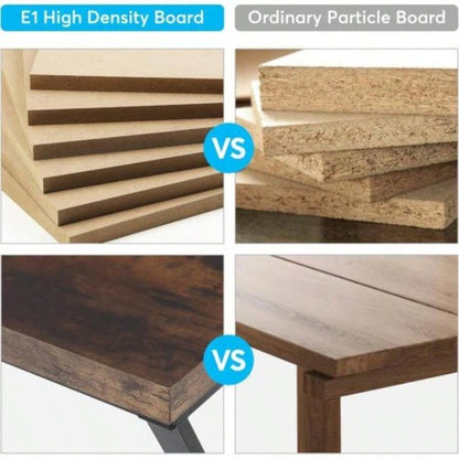 55 Inches Modern Writing Desk with Z - Shaped Metal, Heavy Duty Computer Desk Home Office or Study, Rustic Brown Wood Desktop, Spacious Work Surface Sturdy Frame