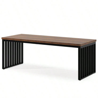 78.74 Inches Double Computer Desk 2 Person - Long Industrial Workstation with Heavy Duty Metal Frame, Large Dual Study Table Home Office, Brown and Black