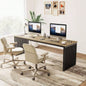 78.74 Inches Double Computer Desk 2 Person - Long Industrial Workstation with Heavy Duty Metal Frame, Large Dual Study Table Home Office, Brown and Black