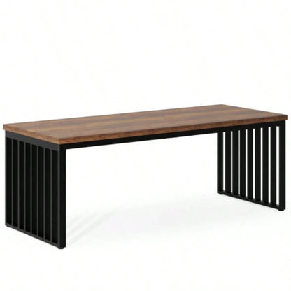 78.74 Inches Double Computer Desk 2 Person - Long Industrial Workstation with Heavy Duty Metal Frame, Large Dual Study Table Home Office, Brown and Black