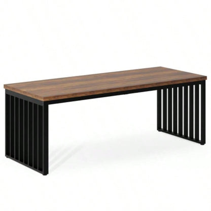 78.74 Inches Double Computer Desk 2 Person - Long Industrial Workstation with Heavy Duty Metal Frame, Large Dual Study Table Home Office, Brown and Black