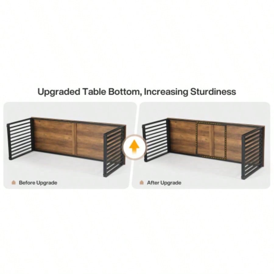 78.74 Inches Double Computer Desk 2 Person - Long Industrial Workstation with Heavy Duty Metal Frame, Large Dual Study Table Home Office, Brown and Black