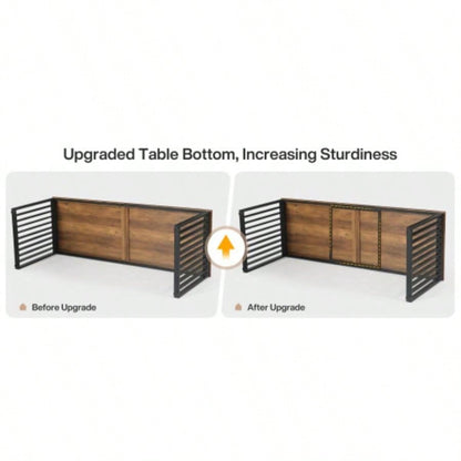 78.74 Inches Double Computer Desk 2 Person - Long Industrial Workstation with Heavy Duty Metal Frame, Large Dual Study Table Home Office, Brown and Black