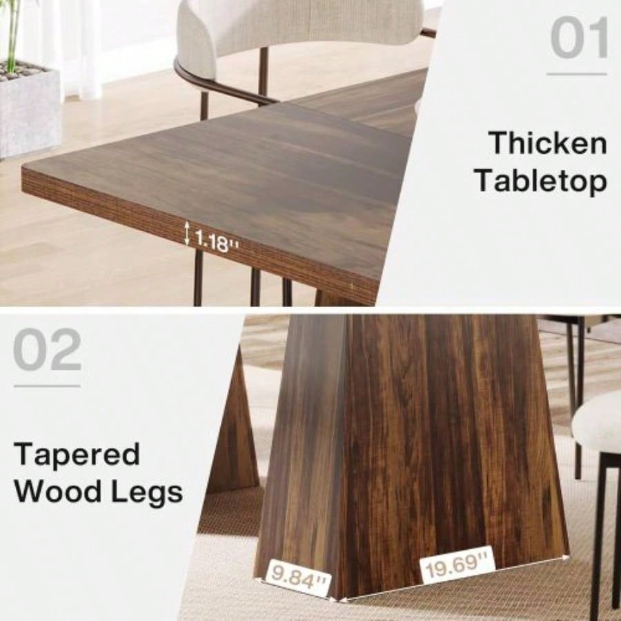 63 Modern Executive Desk, Large Home Office Computer Workstation with Sturdy Double Pedestal Base, Elegant Study Writing Table Business Gaming, Rustic Brown