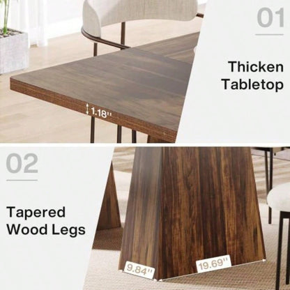 63 Modern Executive Desk, Large Home Office Computer Workstation with Sturdy Double Pedestal Base, Elegant Study Writing Table Business Gaming, Rustic Brown