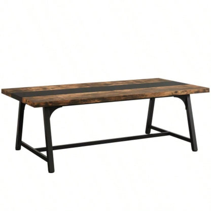 70.87 Modern Rectangular Conference Table 6 - 8 People, Office Executive Desk with Durable Metal Frame, Large Work Surface Boardroom Collaboration - Rustic Brown Black