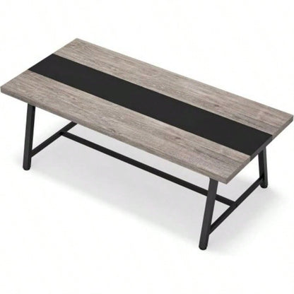 70.87 Modern Rectangular Conference Table 6 - 8 People, Office Executive Desk with Durable Metal Frame, Large Work Surface Boardroom Collaboration - Black