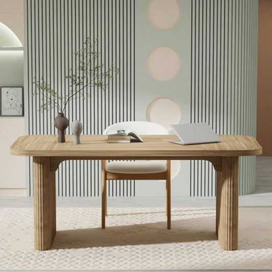 62 Modern Executive Desk, Large Home Office Computer Workstation with Sturdy Double Pedestal Base, Simple Rectangular Writing Study Table, Natural