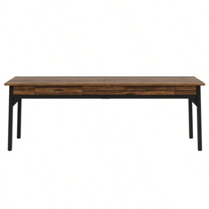78. Long Double Office Desk Two, Rustic Brown Executive Computer Workstation with 2 Drawers and Hooks, Industrial Home Office Desk with Metal Frame Shared Workspace or Study