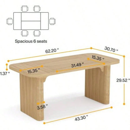 62 Modern Executive Desk, Large Home Office Computer Workstation with Sturdy Double Pedestal Base, Simple Rectangular Writing Study Table, Natural