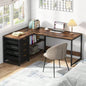 59 Inches L - Shaped Computer Desk with Drawers and Storage Shelves, Reversible Corner Office Desk Workstation, Home Office Study Writing Table with File Cabinets, Black Industrial Design