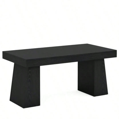 55 Mid - Modern Executive Desk - Home Office Computer Workstation with Double Trapezoid Base, Stylish Writing Table Conference Desk, Black Wooden Business Furniture