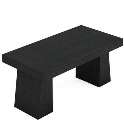 55 Mid - Modern Executive Desk - Home Office Computer Workstation with Double Trapezoid Base, Stylish Writing Table Conference Desk, Black Wooden Business Furniture