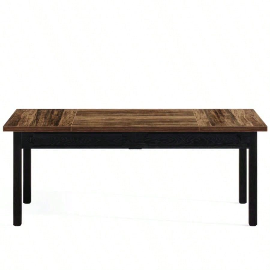 63 Executive Office Desk - Rustic Industrial Computer Table with Thick Wood Top, Large Writing Desk with Metal Frame Back Splash Home Office, Workstation, or Study - Rustic Brown Black