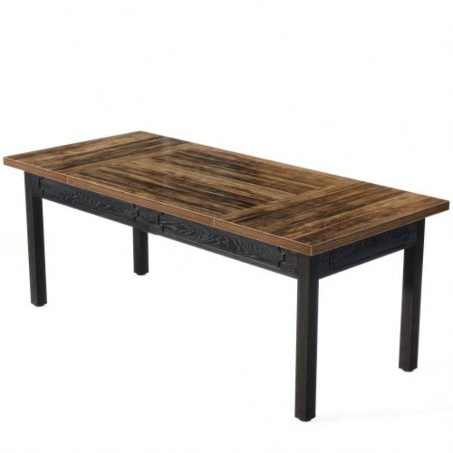 63 Executive Office Desk - Rustic Industrial Computer Table with Thick Wood Top, Large Writing Desk with Metal Frame Back Splash Home Office, Workstation, or Study - Rustic Brown Black