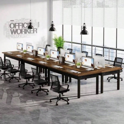 63 Executive Office Desk - Rustic Industrial Computer Table with Thick Wood Top, Large Writing Desk with Metal Frame Back Splash Home Office, Workstation, or Study - Rustic Brown Black