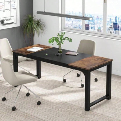 63 Executive Desk, Large Modern Office Computer Workstation with Thick Metal Frame, Business Furniture Home Office, White