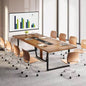 94.5 Large Conference Table 8 - 10 People, Modern Office Meeting Table with Management, Heavy - Duty Metal, Training Boardroom Furniture, Brown Walnut