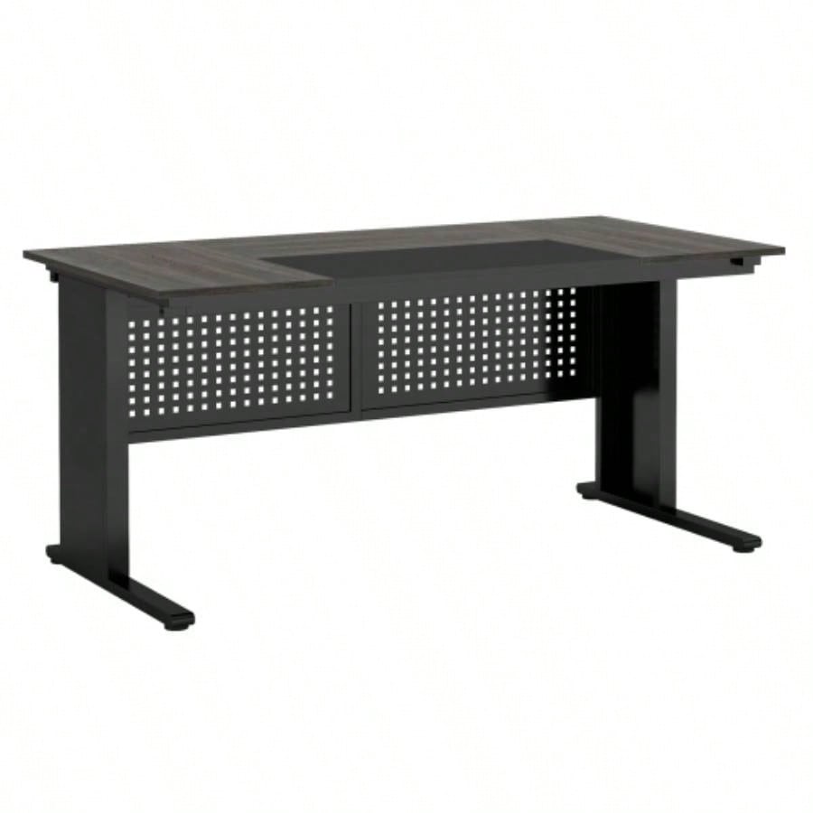 63 L - Shaped Executive Desk with File Cabinet, Large Modern Office Desk with Drawers, Shelves Storage, Corner Computer Workstation Home Office, Business Desk in Gray and Black