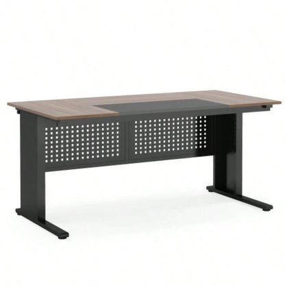 63 L - Shaped Executive Desk with File Cabinet, Large Modern Office Desk with Drawers, Shelves Storage, Corner Computer Workstation Home Office, Business Desk in Rustic Brown and Black