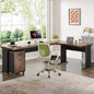 83 L - Shaped Executive Desk, Large Industrial Corner Computer Table with Reversible Design, 3 - Drawer Mobile File Cabinet, Business Workstation Home Office, Rustic Brown Black