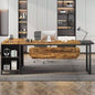 70.8 L - Shaped Executive Desk with 55 File Cabinet, Large Industrial Computer Workstation with Storage, Corner Office Desk Home Business, Rustic Brown Black