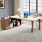 78.7Inches L - Shaped Executive Desk with Storage Cabinet, Modern Home Office Desk with Shelves and CPU Stand, White Walnut Computer Writing Desk Professionals