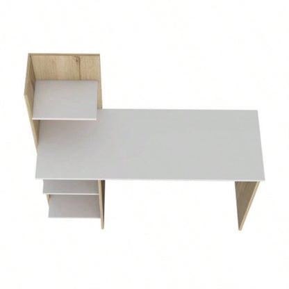 Writing Desk, Four Shelves, White/ Pine