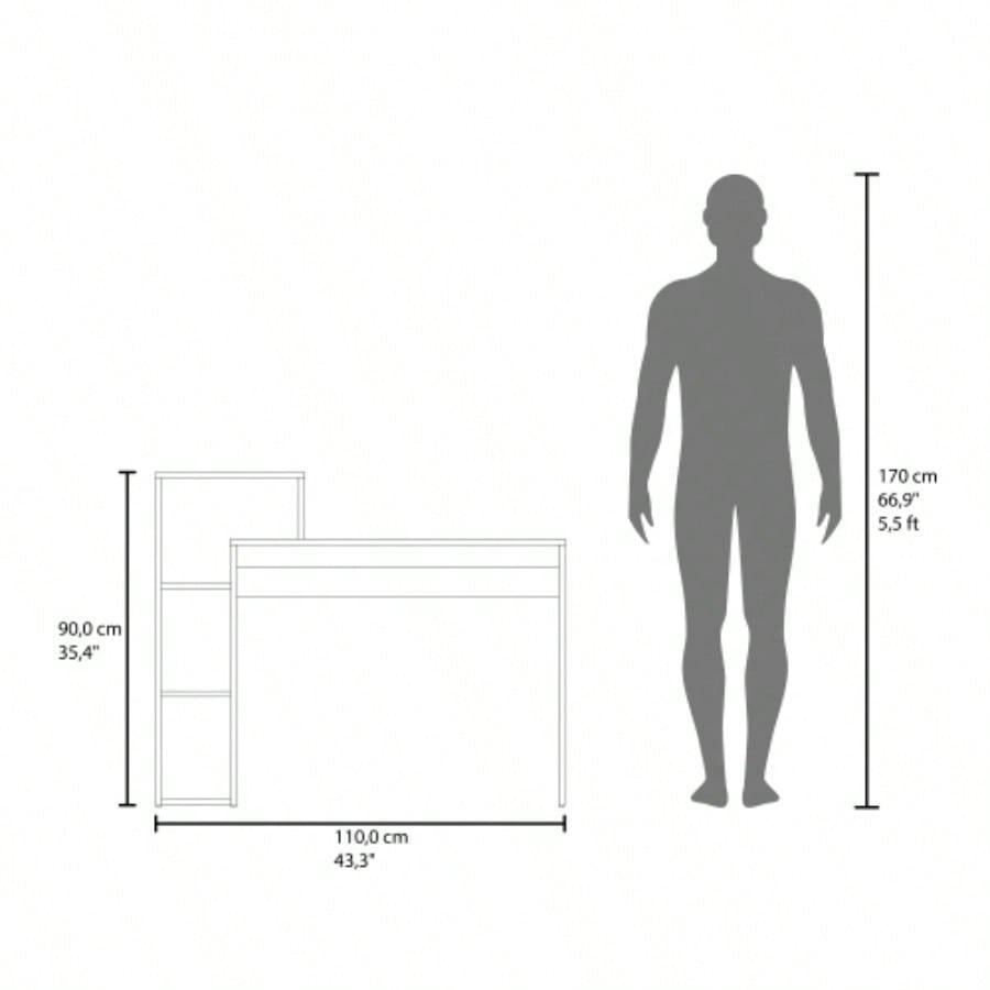 Computer Desk, 3 Shelves, Light Pine