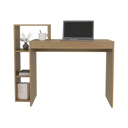 Computer Desk, 3 Shelves, Light Pine