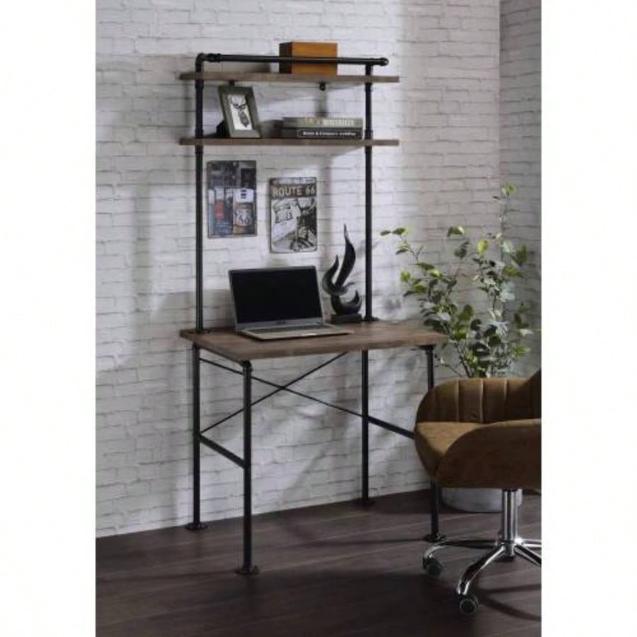Ensata Rustic Oak Black Writing Desk