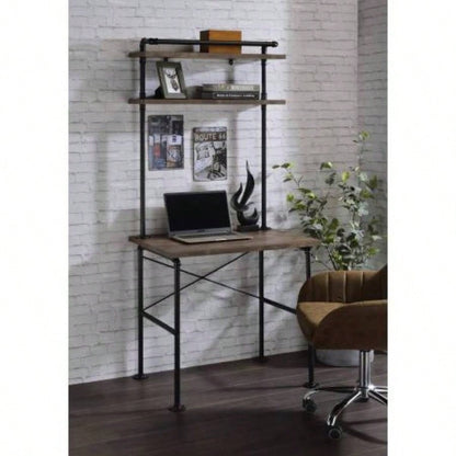 Ensata Rustic Oak Black Writing Desk