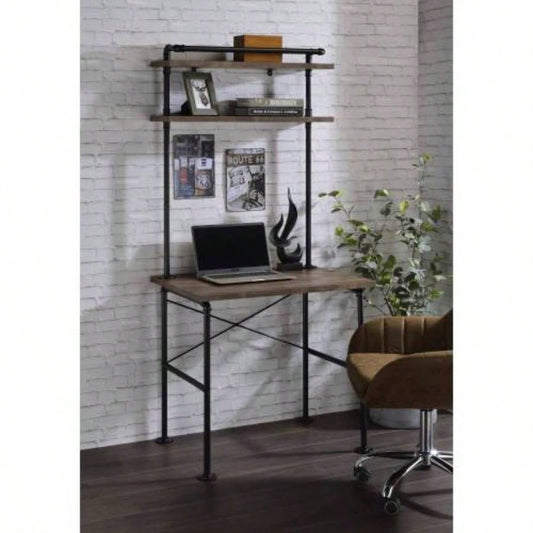 Ensata Rustic Oak Black Writing Desk