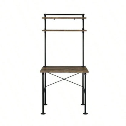 Ensata Rustic Oak Black Writing Desk