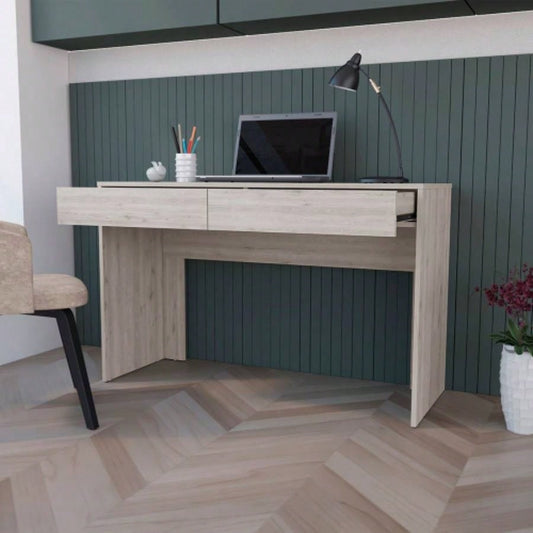 Computer Desk Aberdeen, Two Drawers, Light Gray