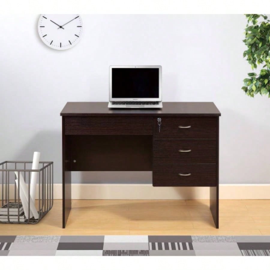 Three locking drawers on metal glides Student Desk Work Desk Modesty Panel Metal Bar Handles