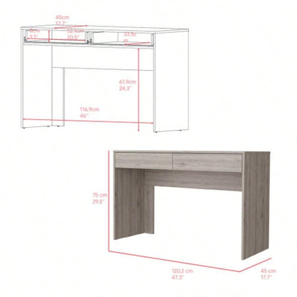 Computer Desk Aberdeen, Two Drawers, Light Gray