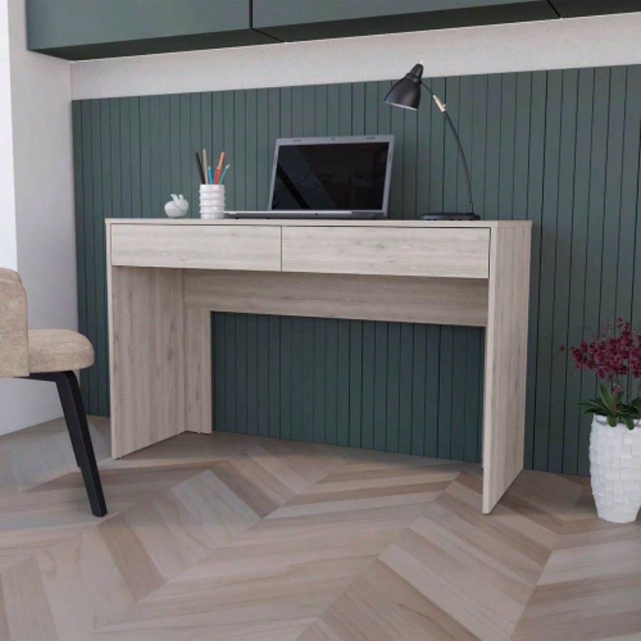 Computer Desk Aberdeen, Two Drawers, Light Gray