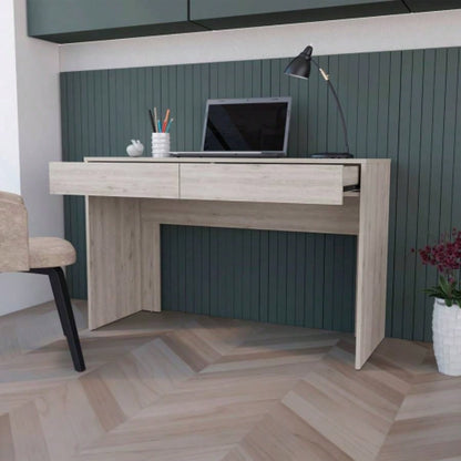 Computer Desk Aberdeen, Two Drawers, Light Gray