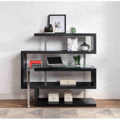 Buck Glass, High Gloss Writing Desk with Shelf