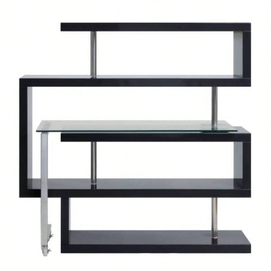 Buck Glass, High Gloss Writing Desk with Shelf