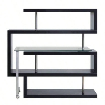 Buck Glass, High Gloss Writing Desk with Shelf