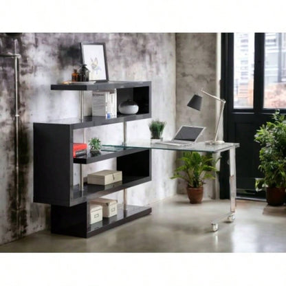 Buck Glass, High Gloss Writing Desk with Shelf