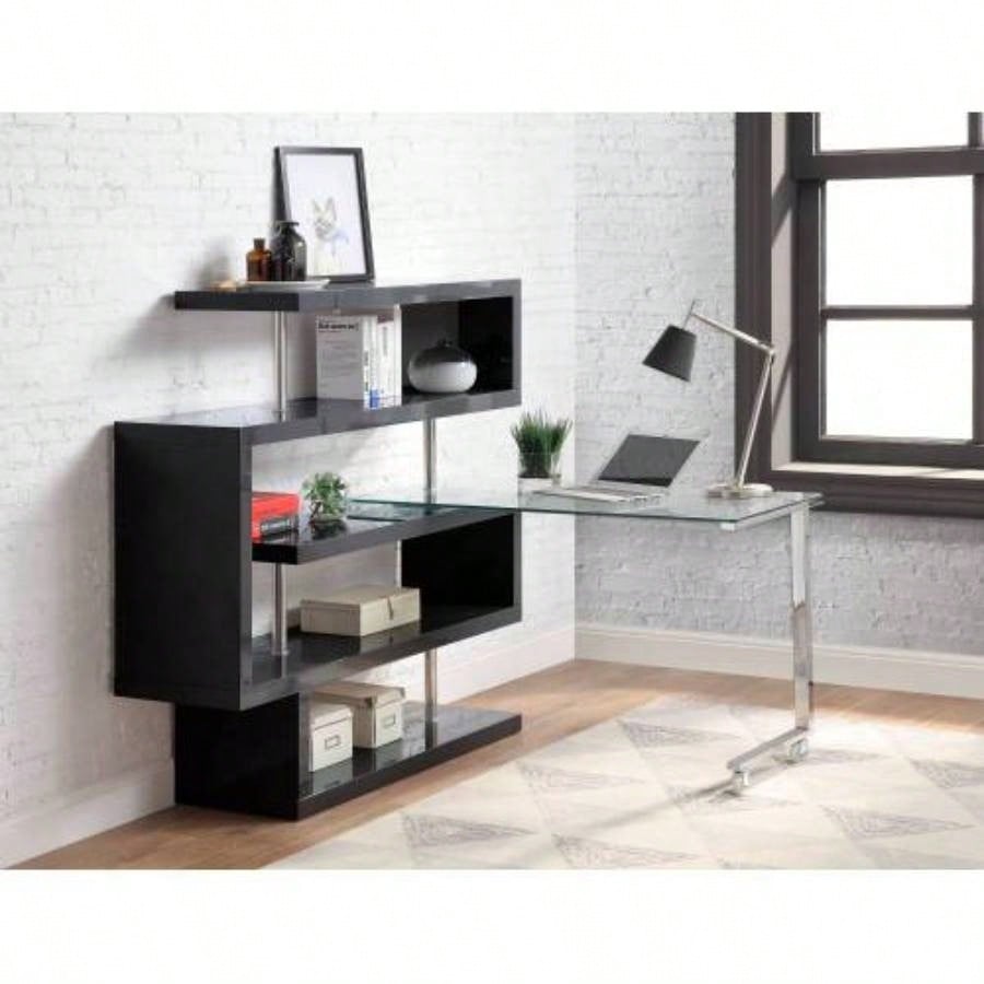 Buck Glass, High Gloss Writing Desk with Shelf