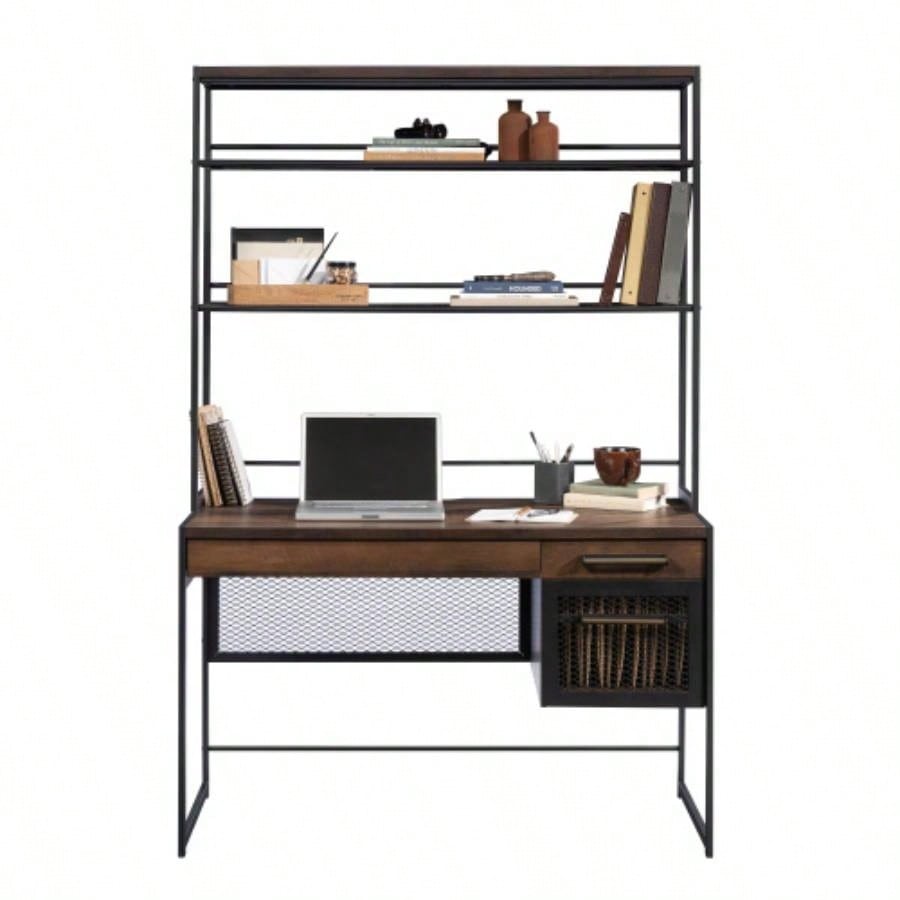 Desk With Hutch, Brown