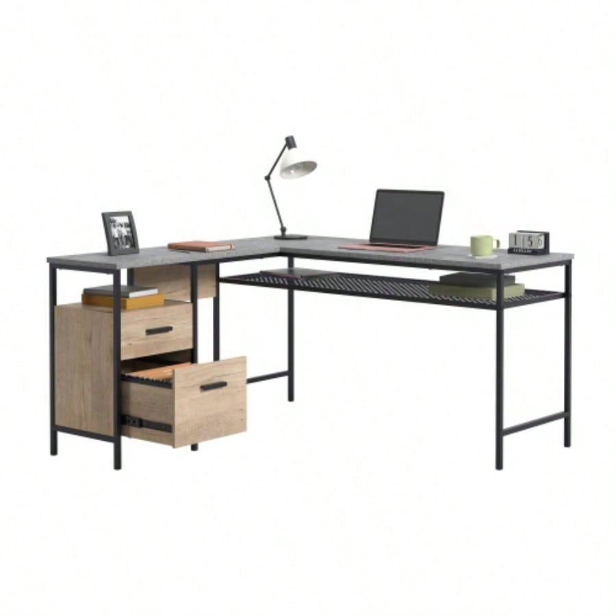 L - Shaped Desk, Brown