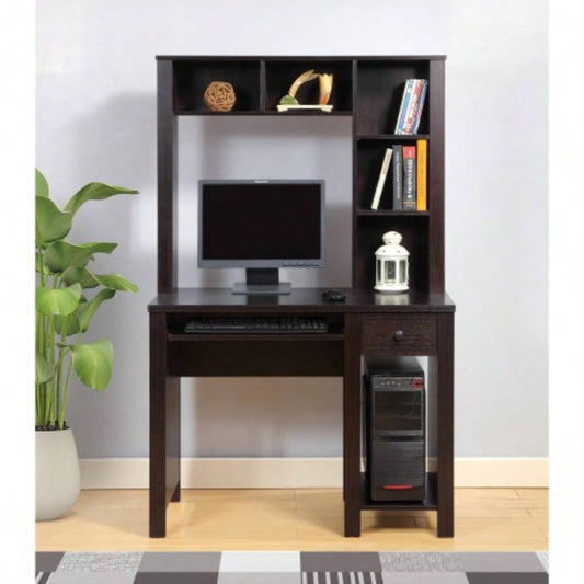 Student desk with hutch home office desk 39 Compact desk Writing Desk Laptop Desk Red Cocoa Espresso One drawer Keyboard Drawer Wooden Knob