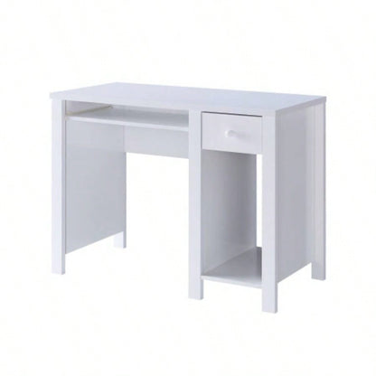 Student desk with hutch home office desk 39 Compact desk Writing Desk Laptop Desk White One drawer Keyboard Drawer Wooden Knob