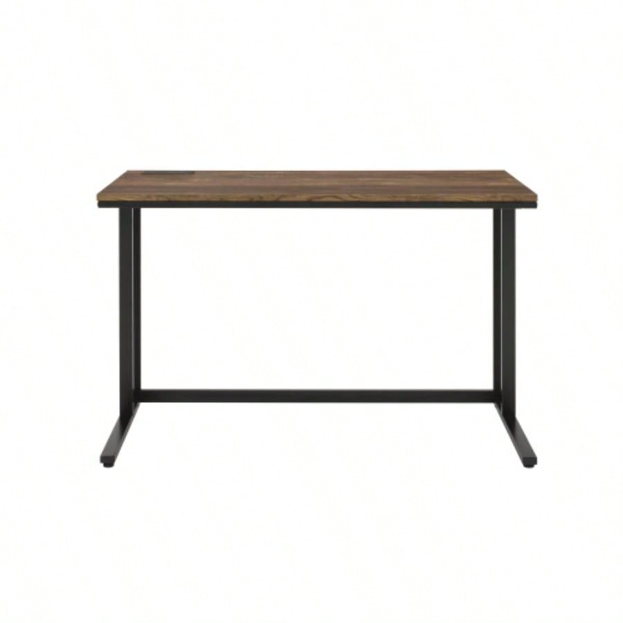 Walnut and Black Writing Desk with USB Port